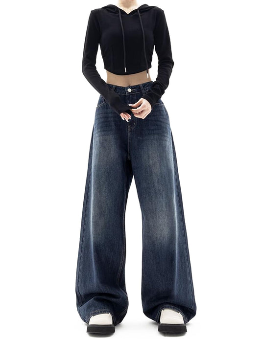 WASHED BAGGY BLUE JEANS